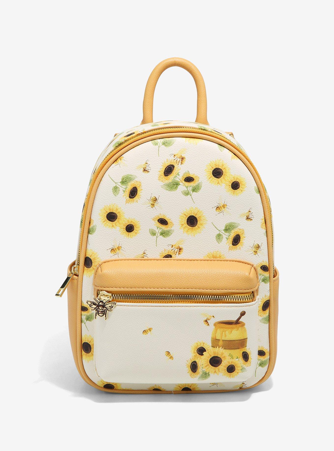 Black Gold Bees Mini Backpack Travel Purse- UnderOneSky-New with Tags