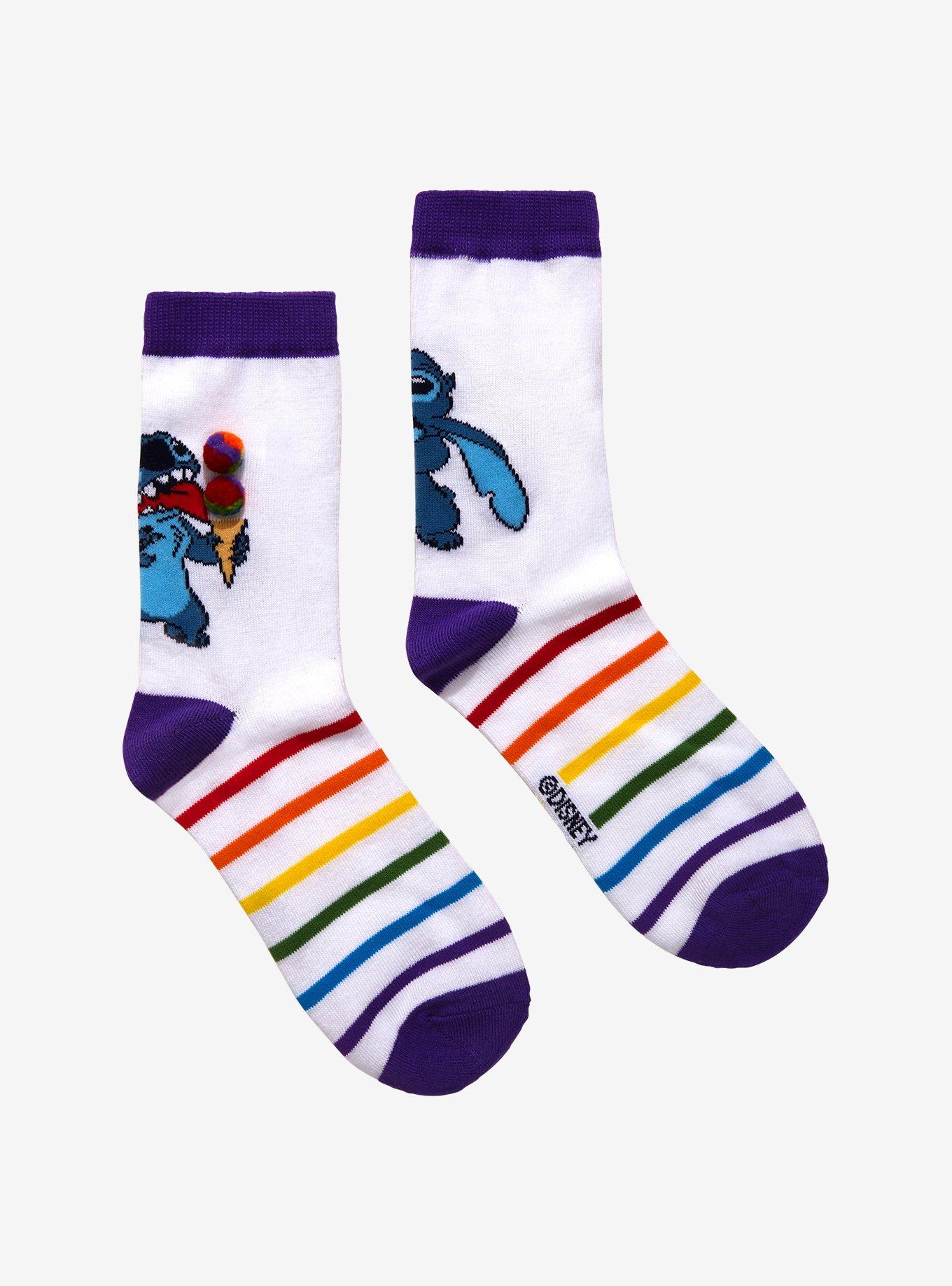 Disney Lilo & Stitch Rainbow Ice Cream Crew Socks, , hi-res