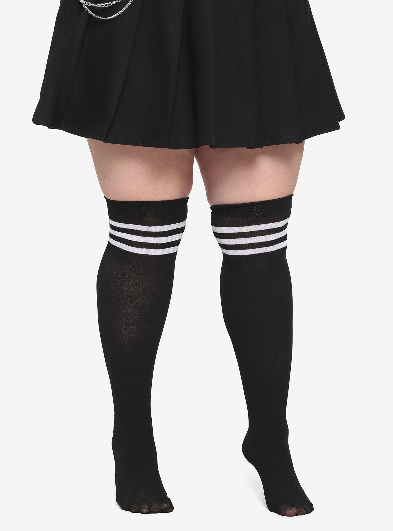 Urban Outfitters Varsity Stripe Faux Thigh-High Tight in Black