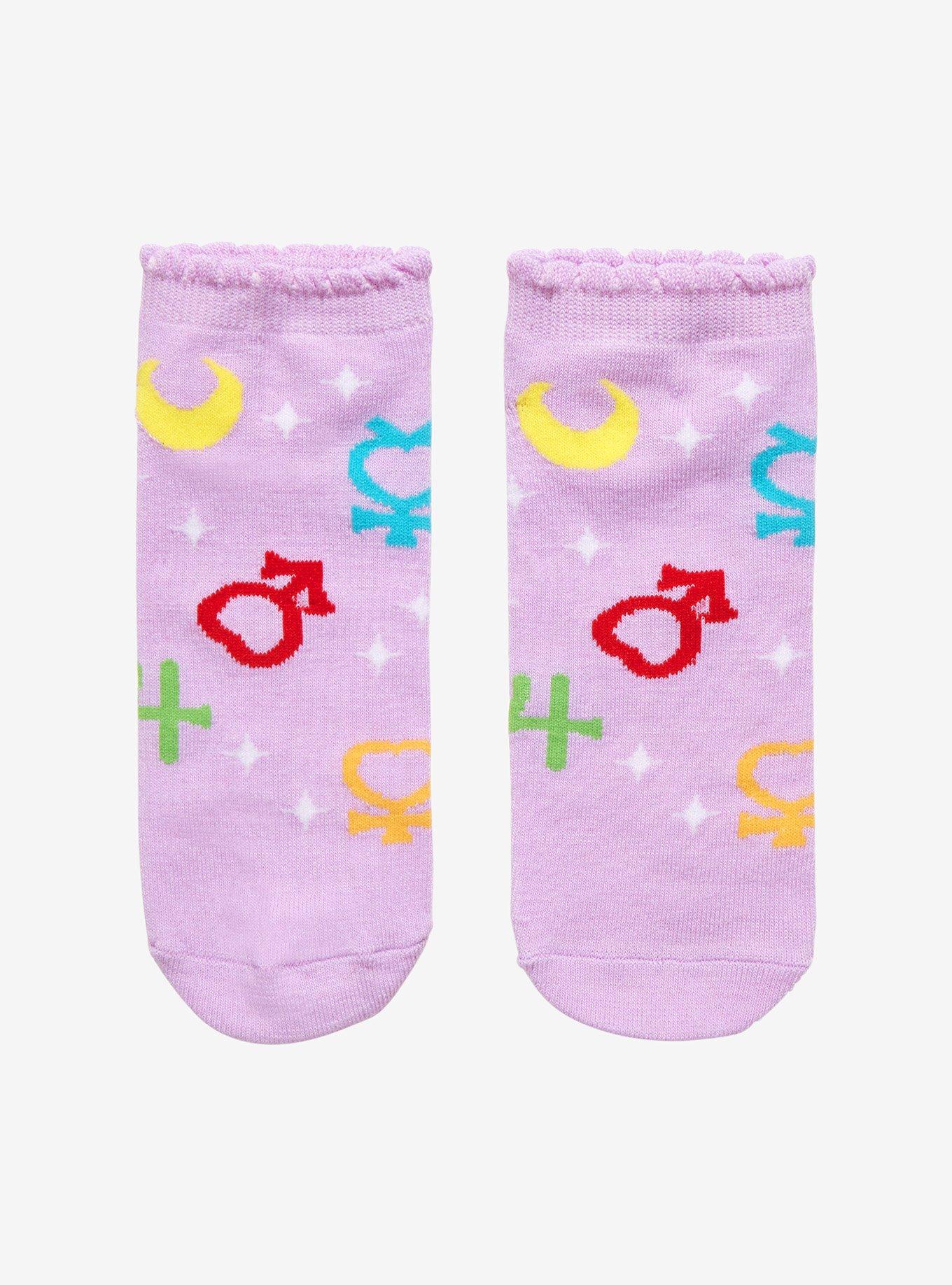 Sailor Moon Sailor Guardian Symbols Lettuce Trim No-Show Socks, , hi-res