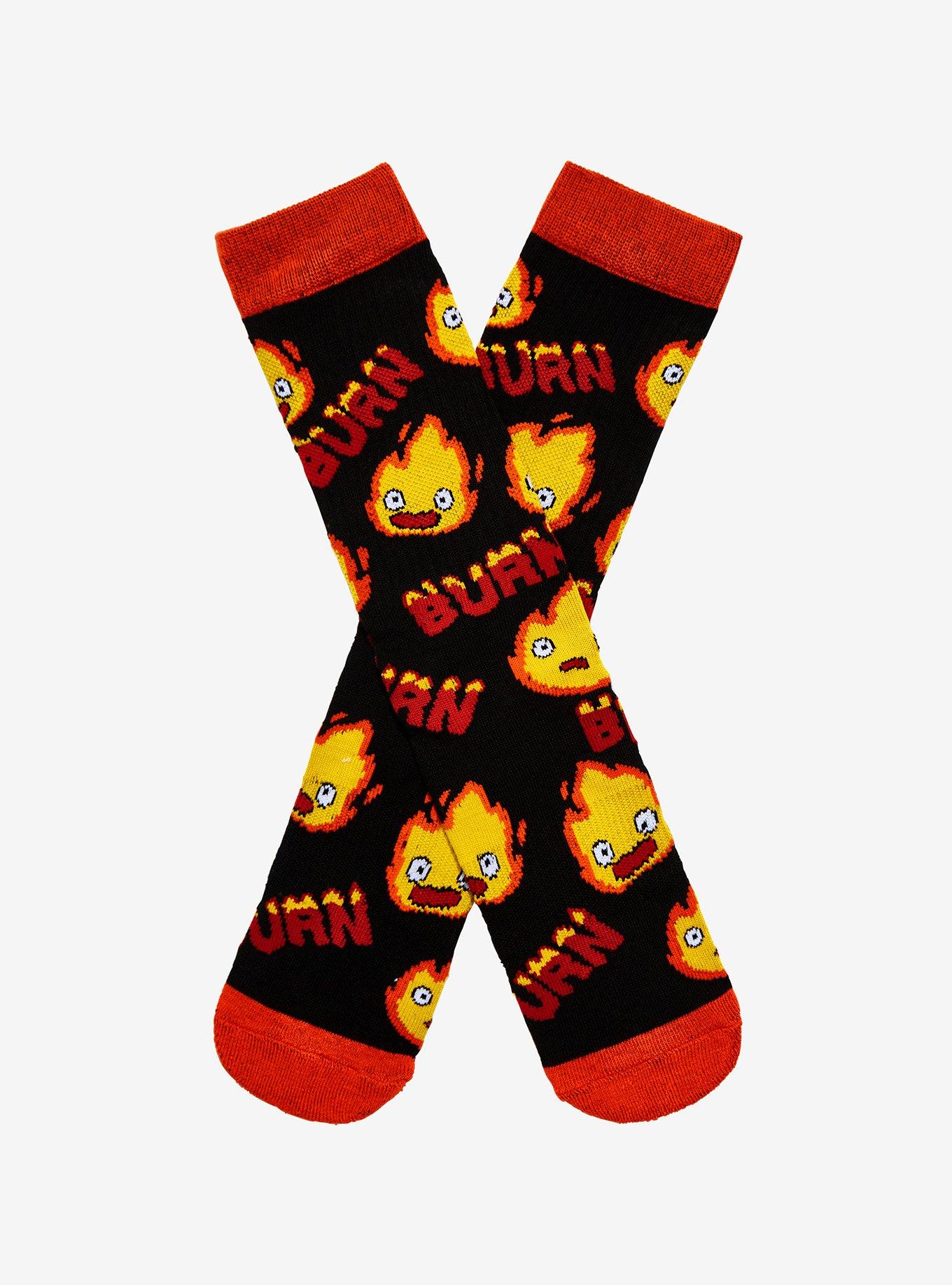 Studio Ghibli Howl's Moving Castle Calcifer Burn Crew Socks, , hi-res