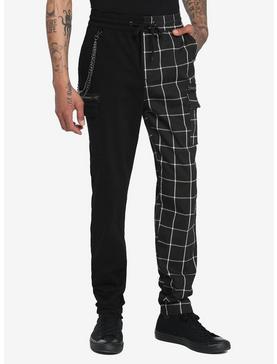 Black & White Split Grid Jogger Pants, , hi-res