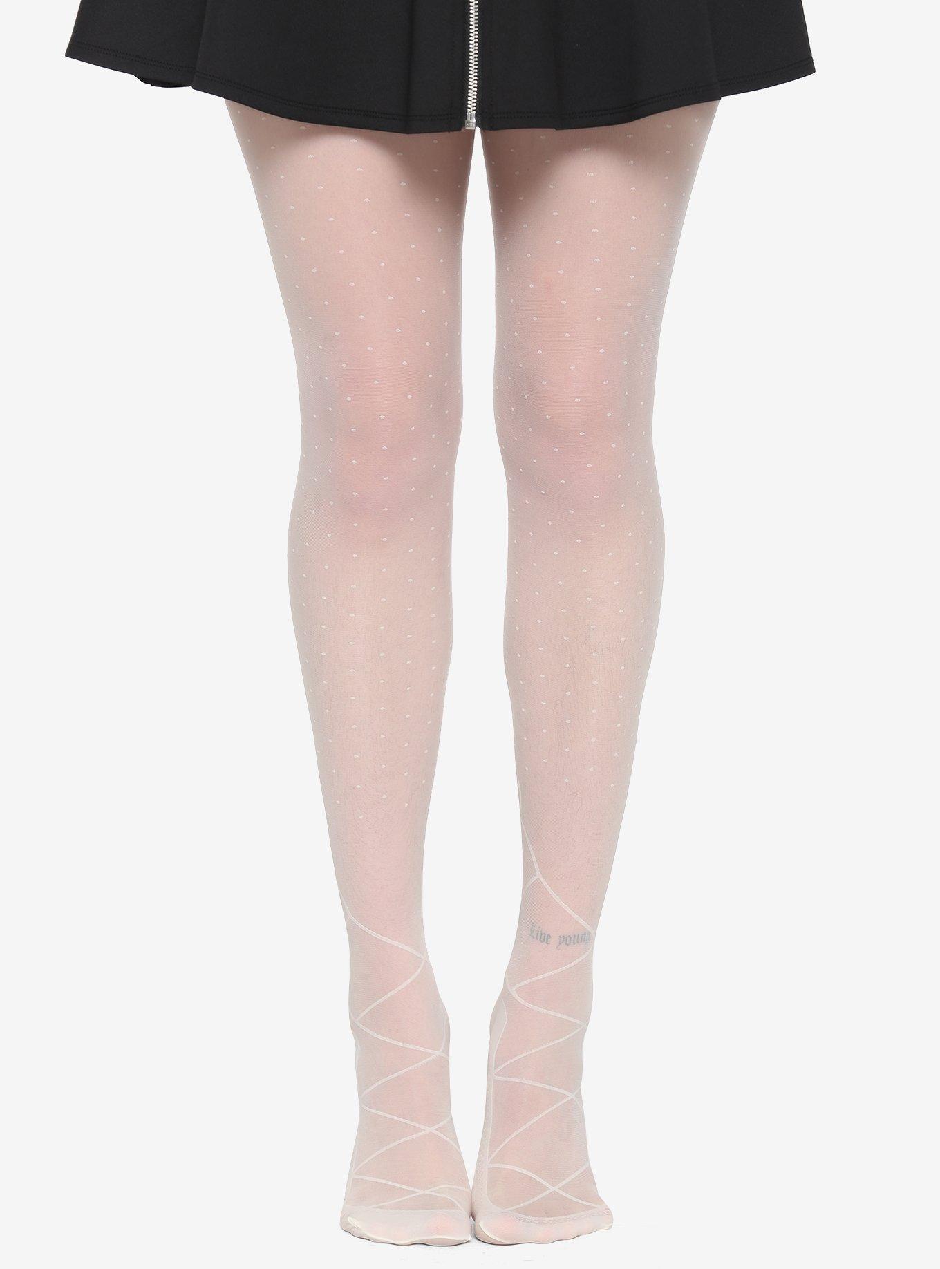 White Faux Ballet Tights, , hi-res