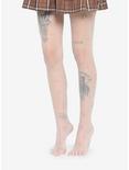 White Dainty Floral Tights, , hi-res