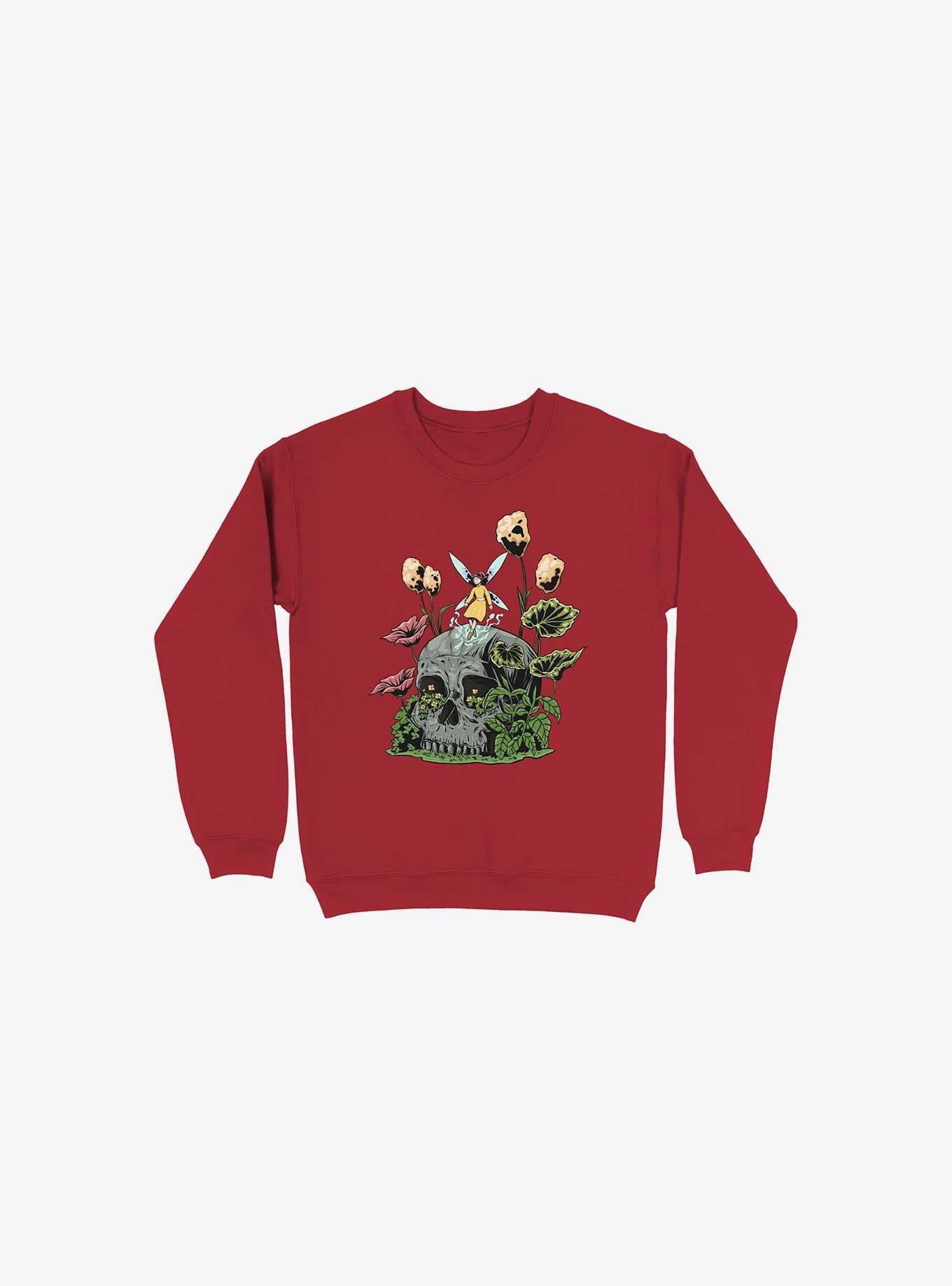 Fairy And Botanical Bone Sweatshirt, RED, hi-res