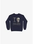 I Love Skulls Sweatshirt, NAVY, hi-res
