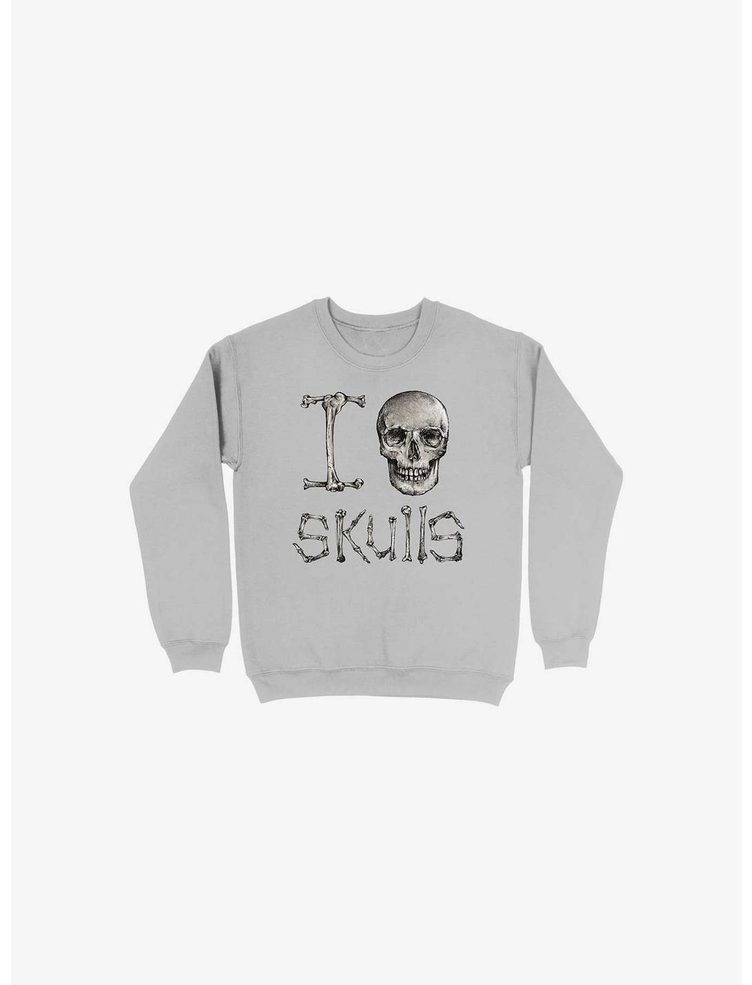 I Love Skulls Sweatshirt, SILVER, hi-res