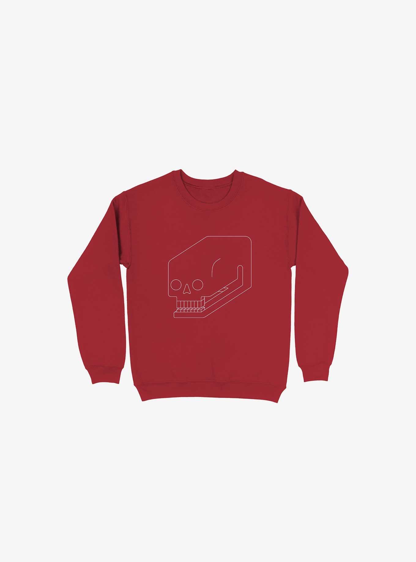 Long Skull Sweatshirt, RED, hi-res