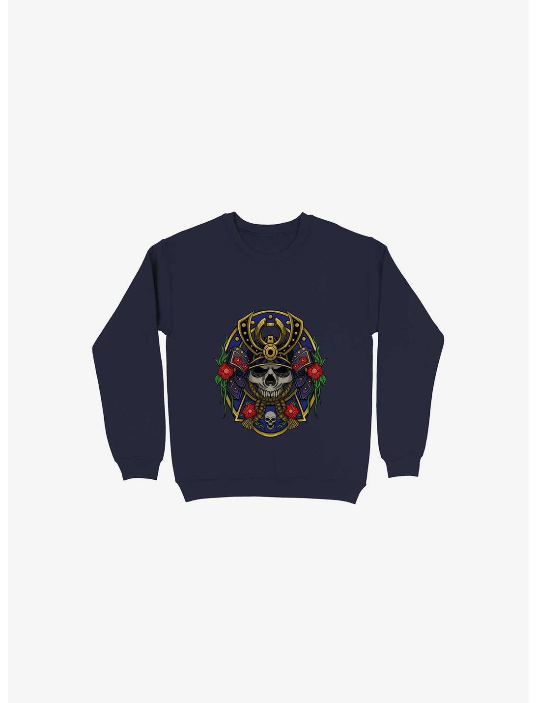 Samurai Skull Sweatshirt, NAVY, hi-res