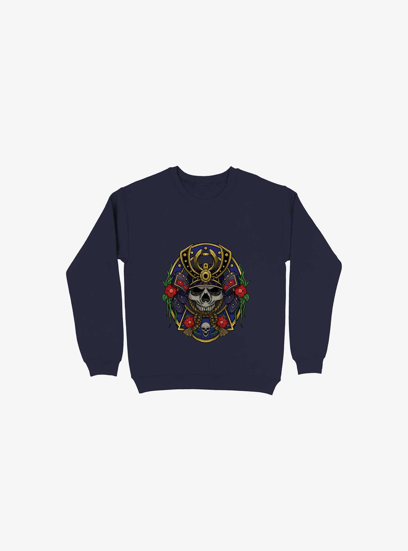 Samurai Skull Sweatshirt, NAVY, hi-res