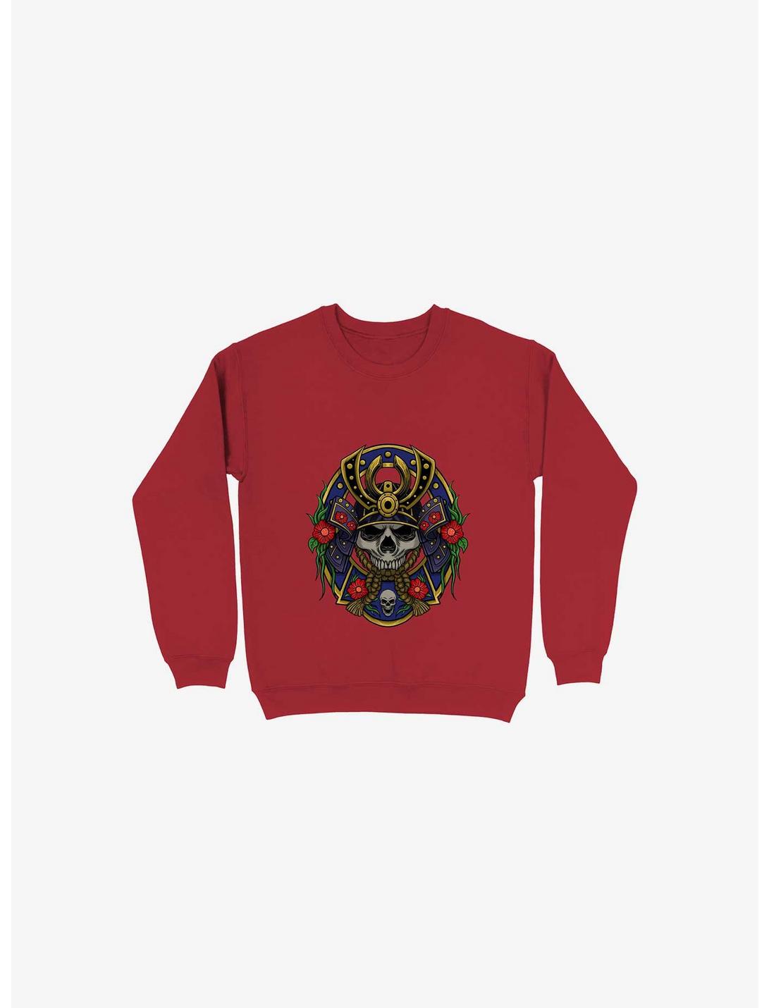 Samurai Skull Sweatshirt, RED, hi-res