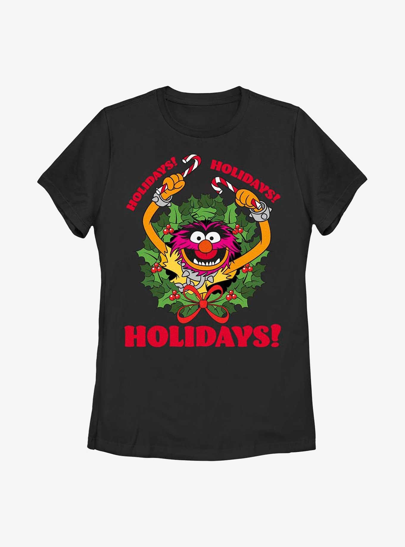 Disney The Muppets Animal Holiday Womens T-Shirt, BLACK, hi-res
