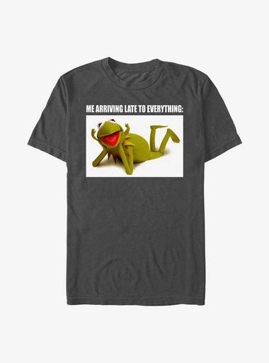 Disney The Muppets Kermit BoxLunch Late GREY Meme | - T-Shirt