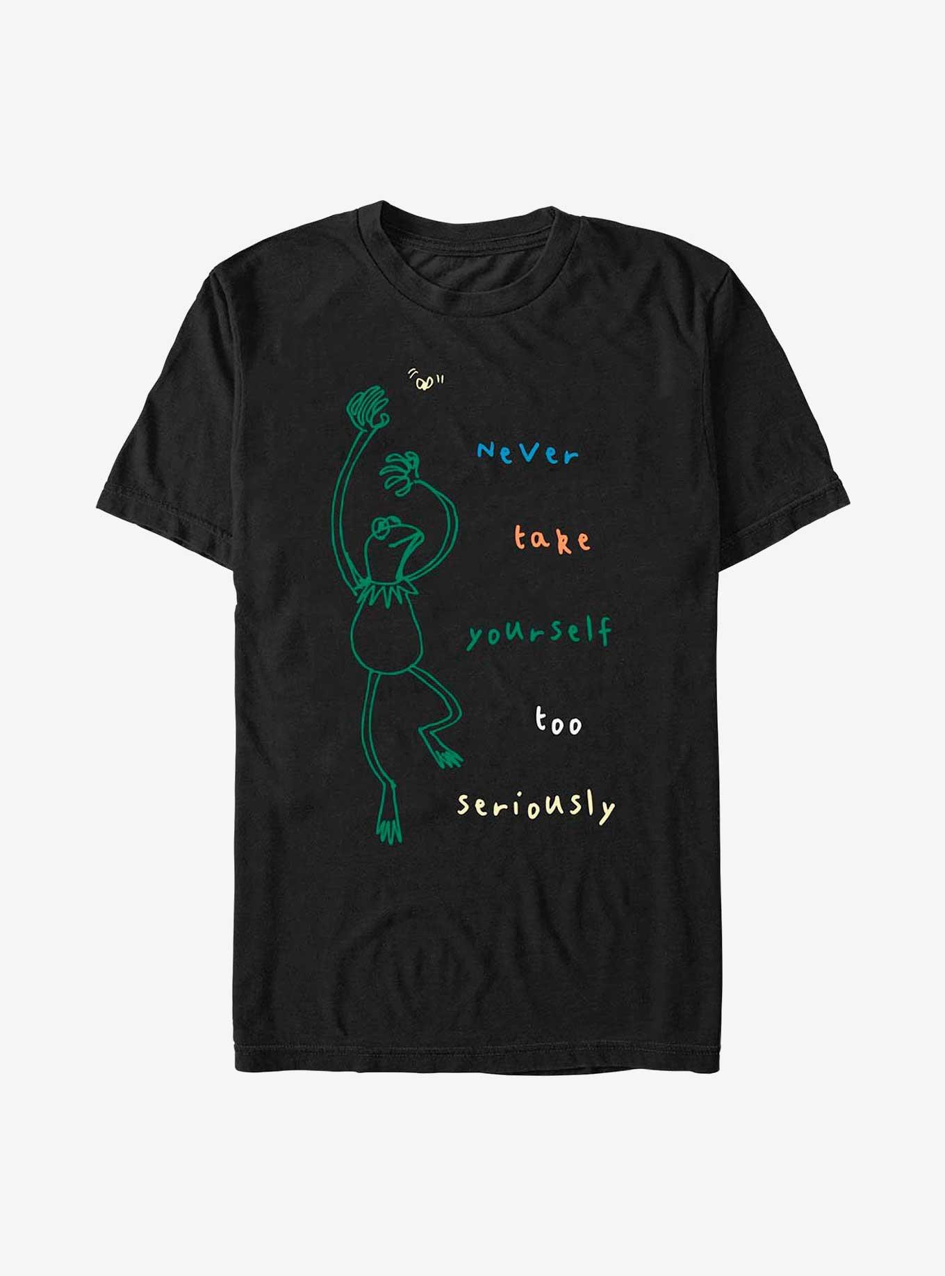 Disney The Muppets Kermit Never Take Yourself Too Seriously Doodle T-Shirt, BLACK, hi-res