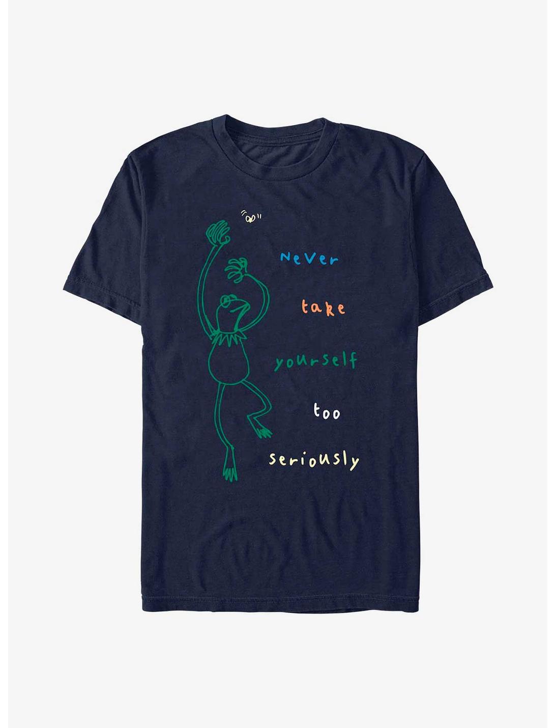 Disney The Muppets Kermit Never Take Yourself Too Seriously Doodle T-Shirt, NAVY, hi-res