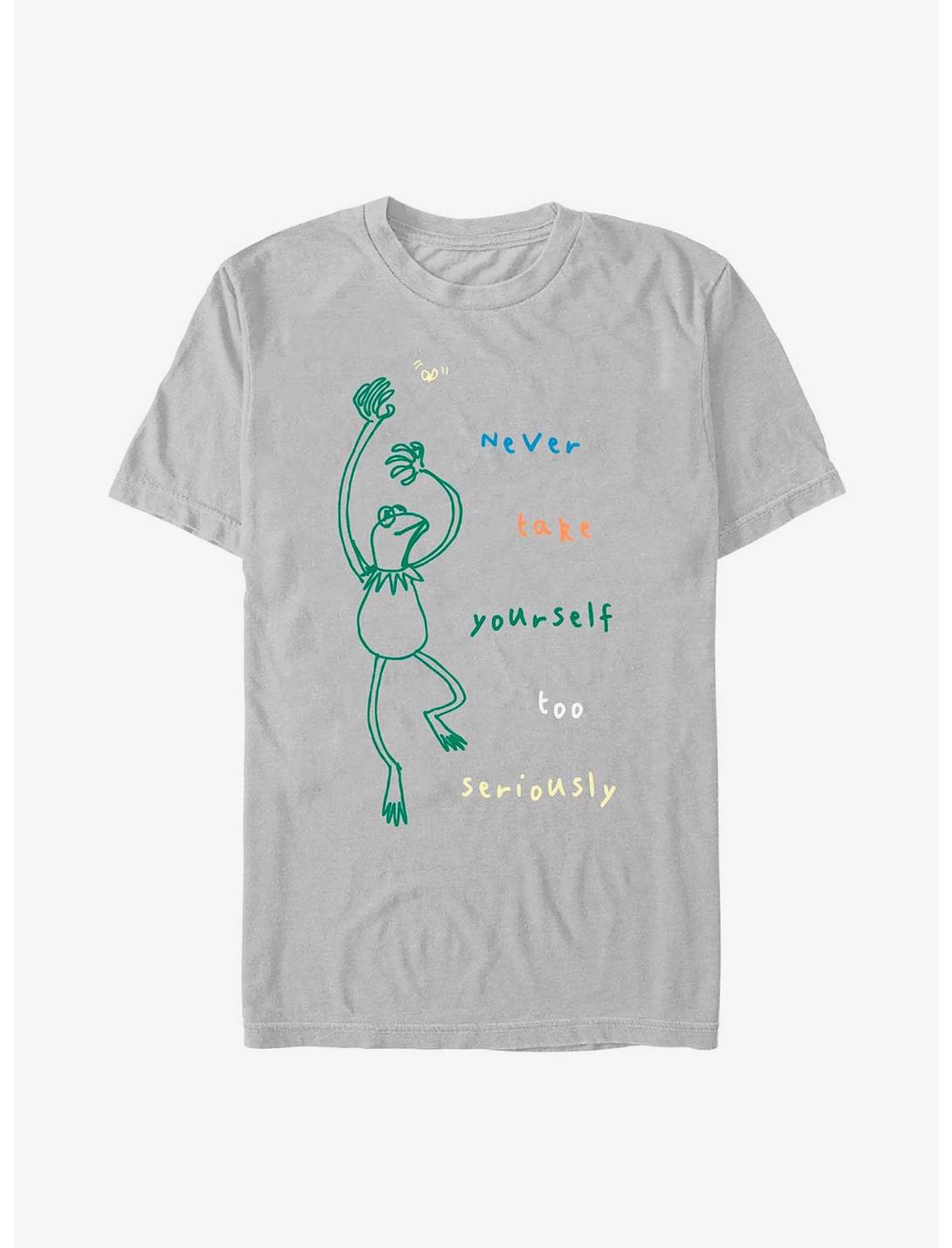 Disney The Muppets Kermit Never Take Yourself Too Seriously Doodle T-Shirt, SILVER, hi-res