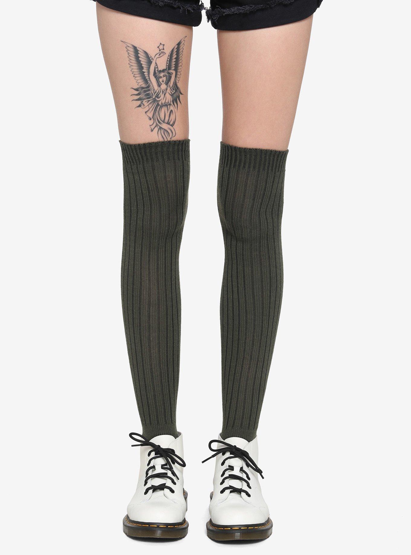 Forest Green Over-The-Knee Socks, , hi-res