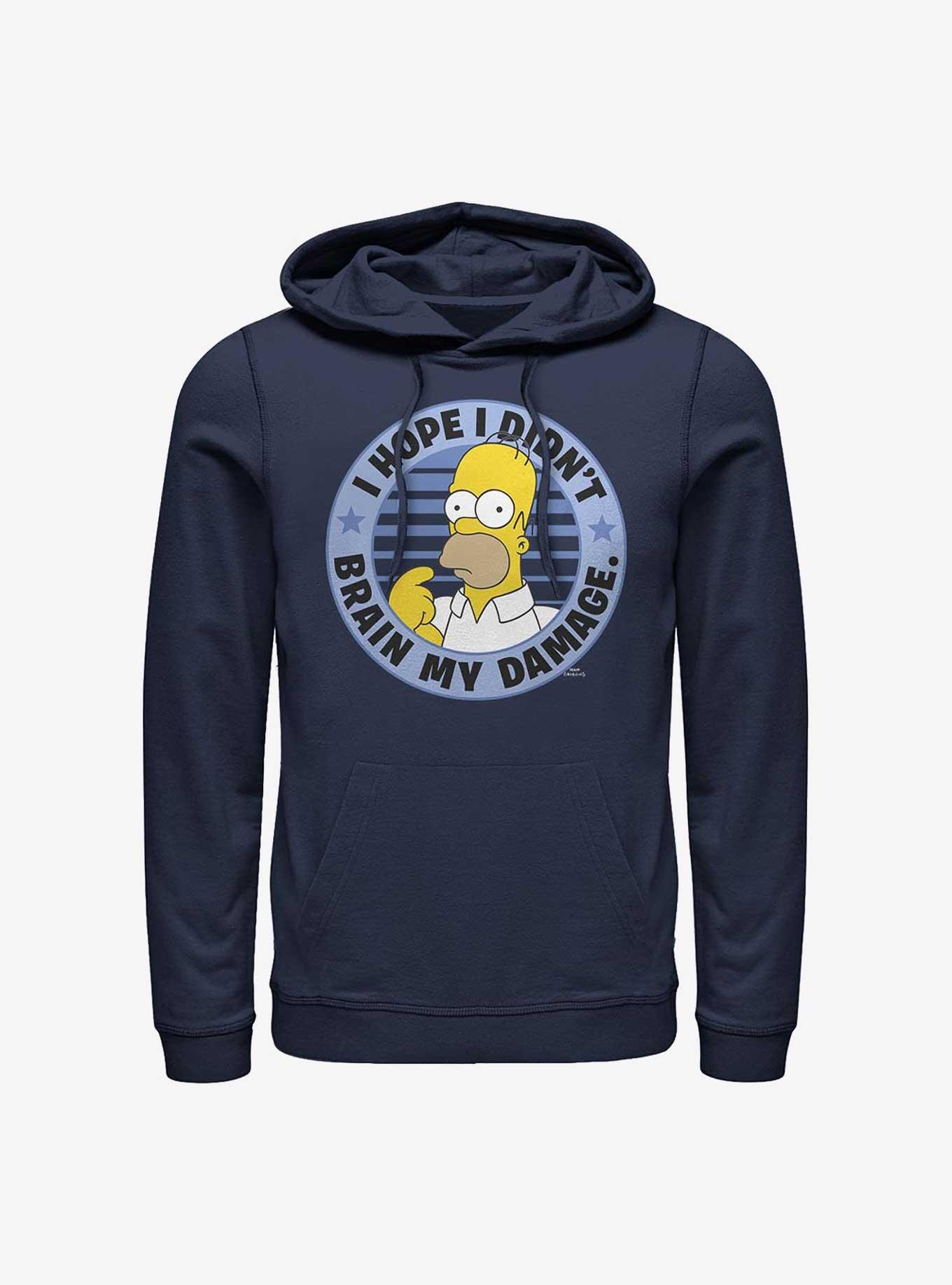 The Simpsons Homer Brain My Damage Hoodie, NAVY, hi-res