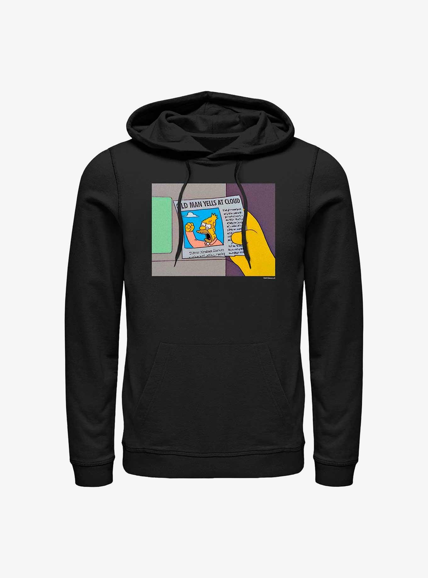 The Simpsons Grandpa Old Man Yells At Clouds Hoodie, BLACK, hi-res