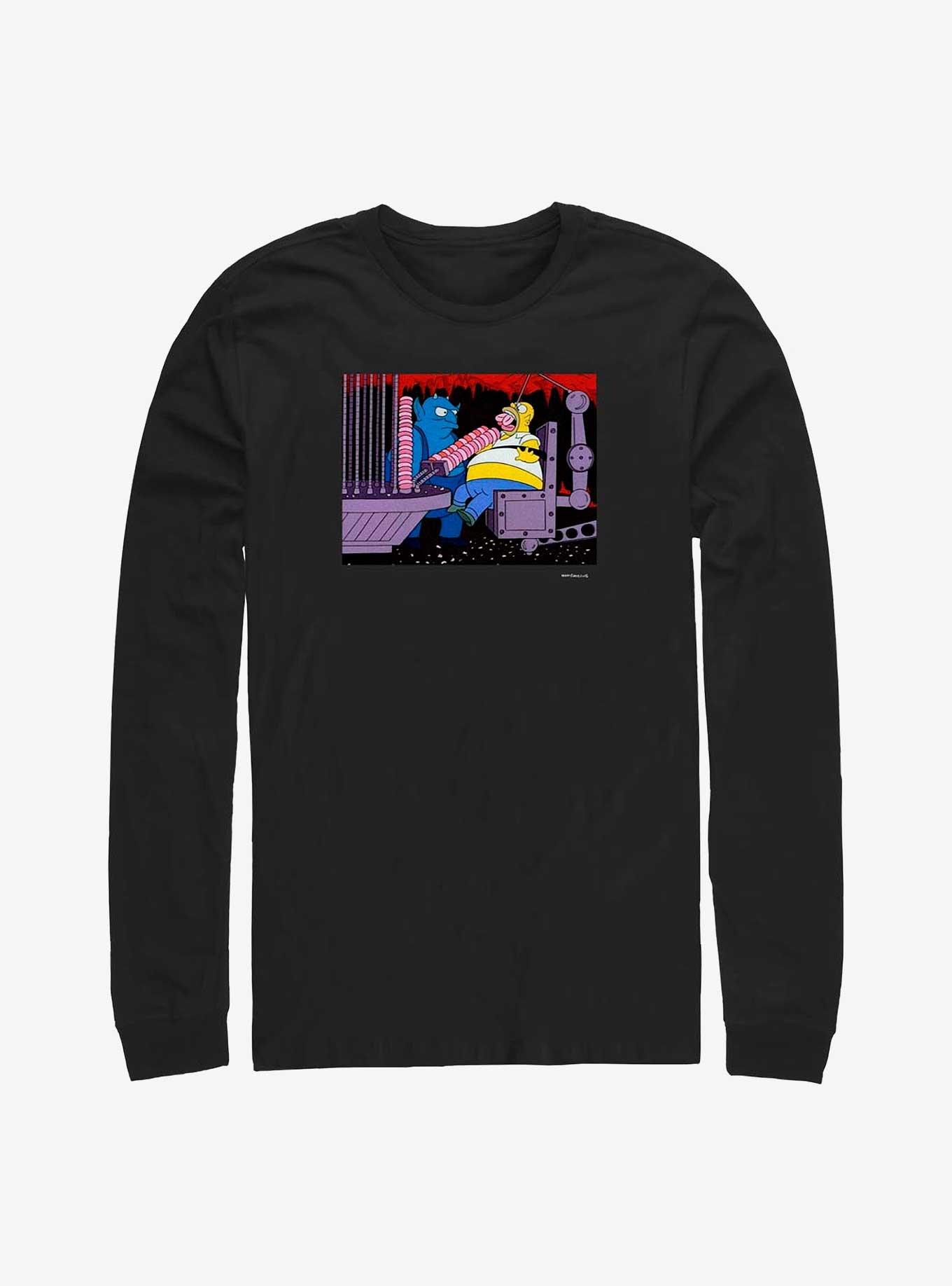 The Simpsons Devil Feeding Homer Long-Sleeve T-Shirt, BLACK, hi-res
