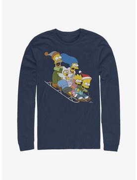 The Simpsons Family Gone Sledding Long-Sleeve T-Shirt, NAVY, hi-res
