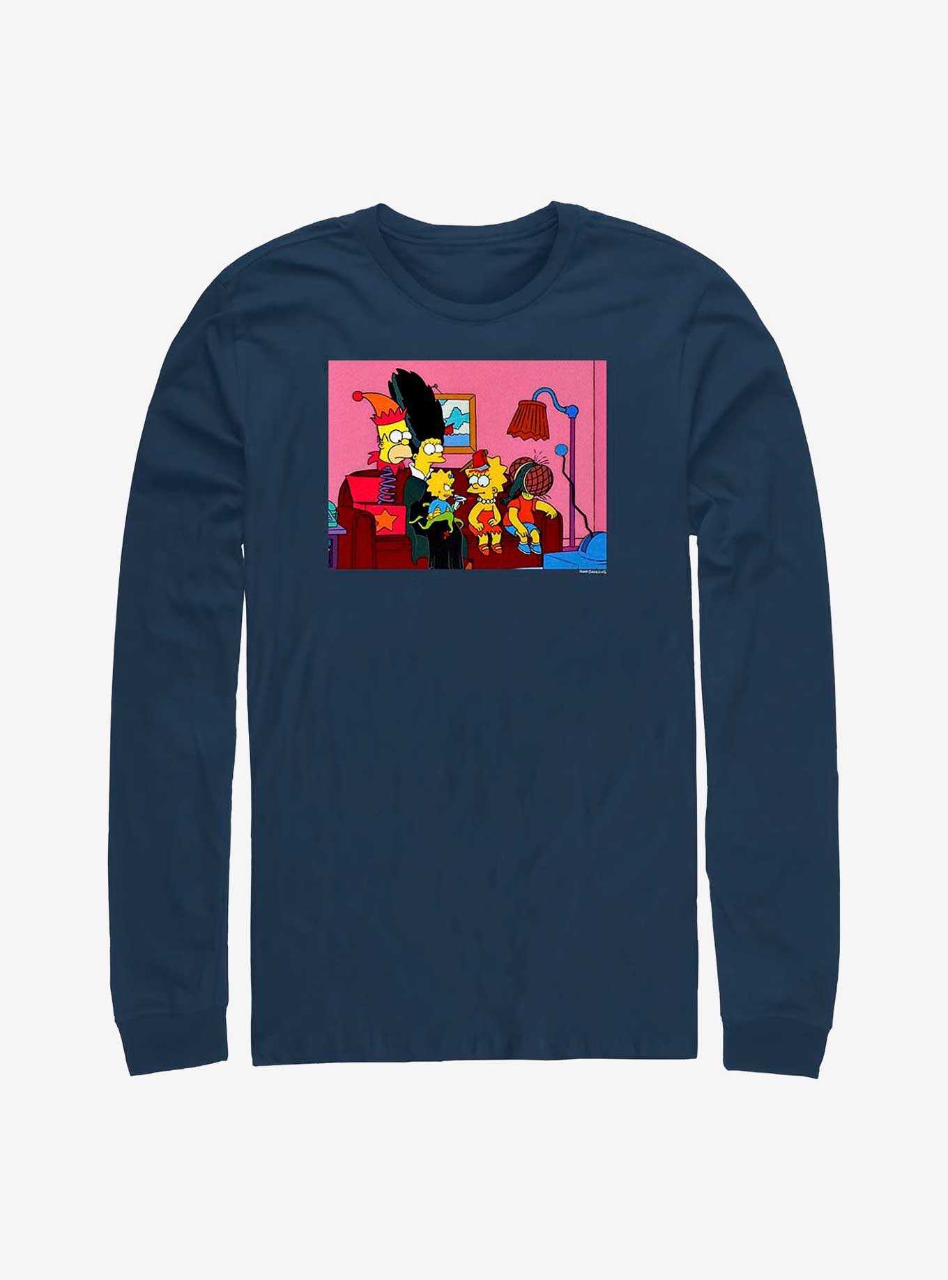 The Simpsons Family Couch Treehouse Of Horror Long-Sleeve T-Shirt, NAVY, hi-res
