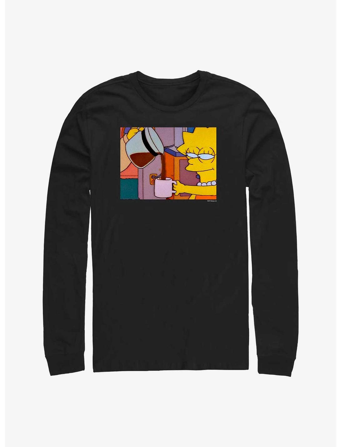 The Simpsons Lisa Coffee Meme Long-Sleeve T-Shirt, BLACK, hi-res