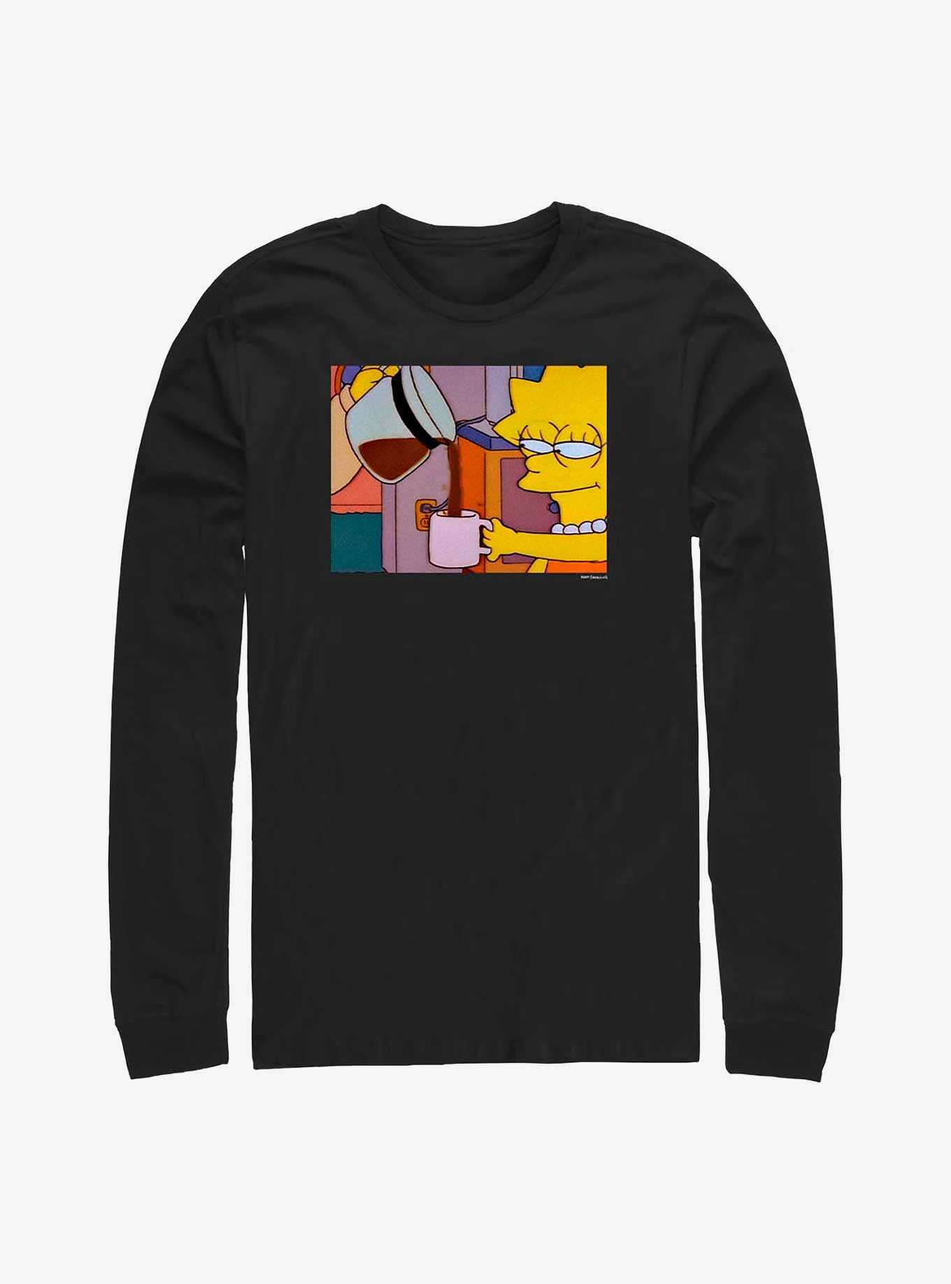 The Simpsons Lisa Coffee Meme Long-Sleeve T-Shirt, BLACK, hi-res