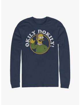 The Simpsons Okily Dokily! Flanders Long-Sleeve T-Shirt, NAVY, hi-res