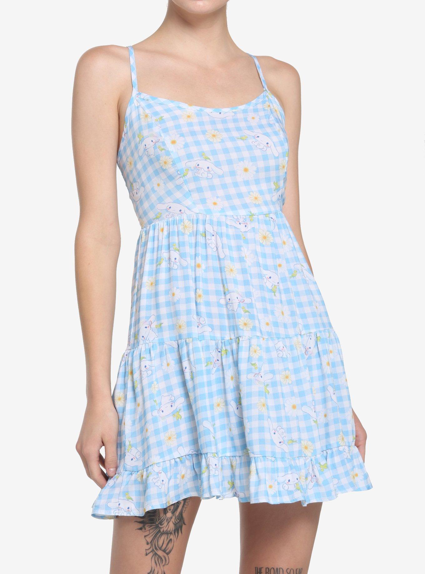Cinnamoroll Gingham Tiered Dress, MULTI, hi-res