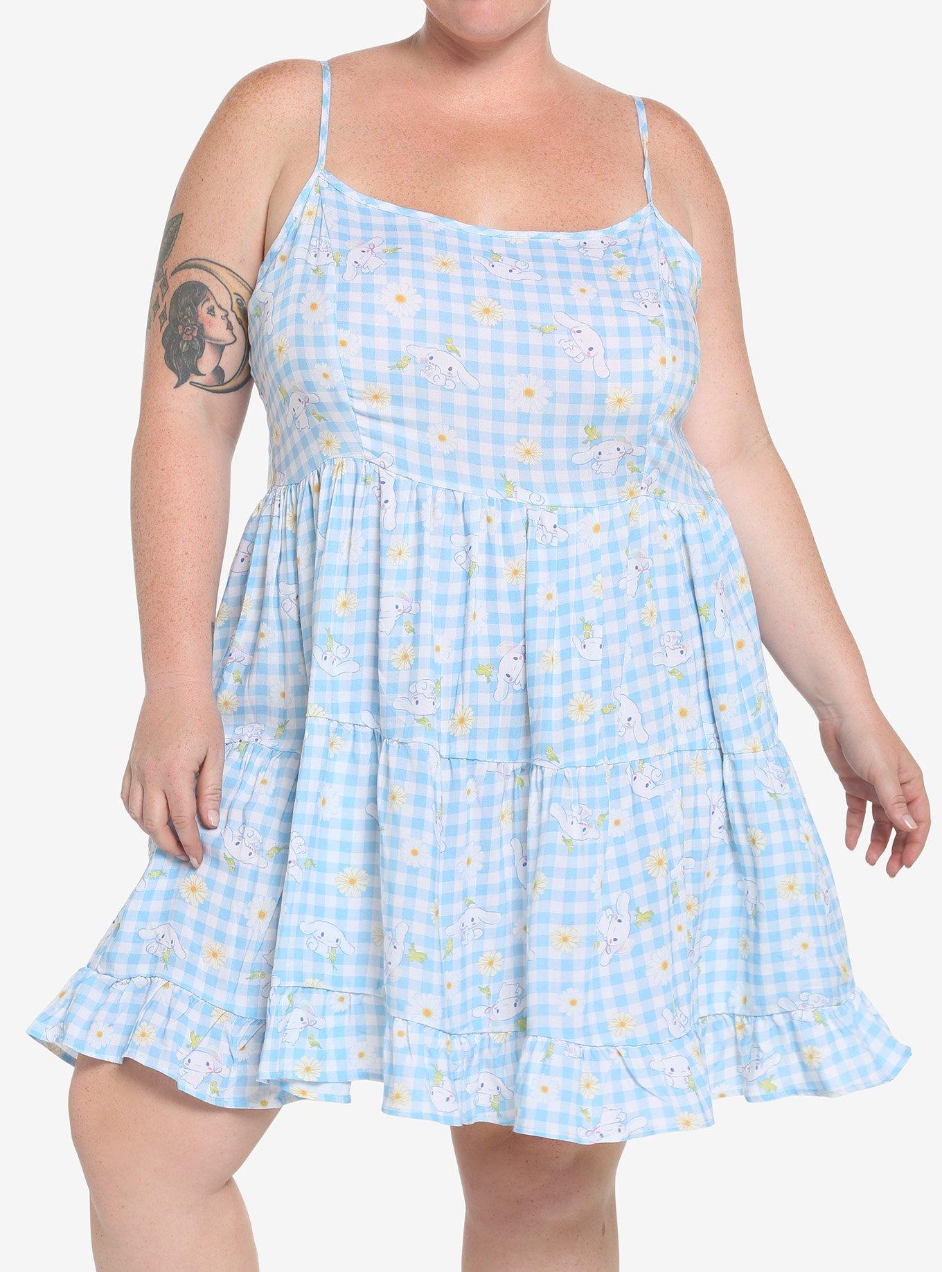 Cinnamoroll Gingham Tiered Dress Plus Size, MULTI, hi-res