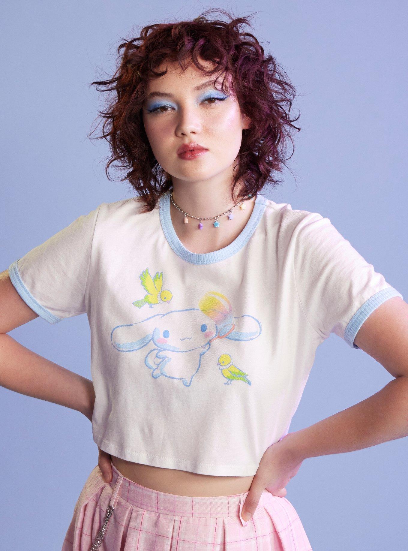 Cinnamoroll Birds Girls Crop Ringer T-Shirt