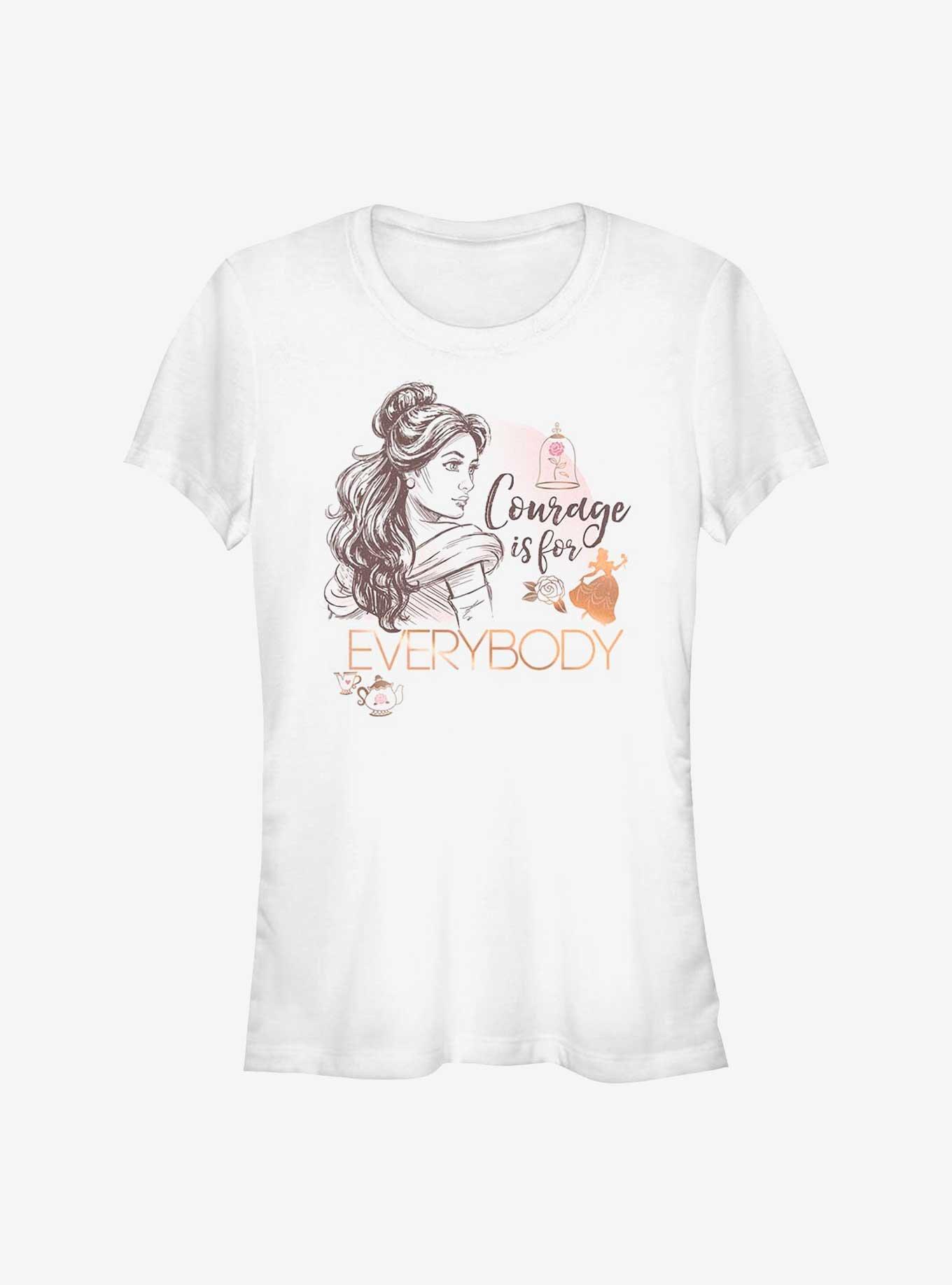 Disney Beauty And The Beast Courage Is For Everybody Girls T-Shirt, WHITE, hi-res