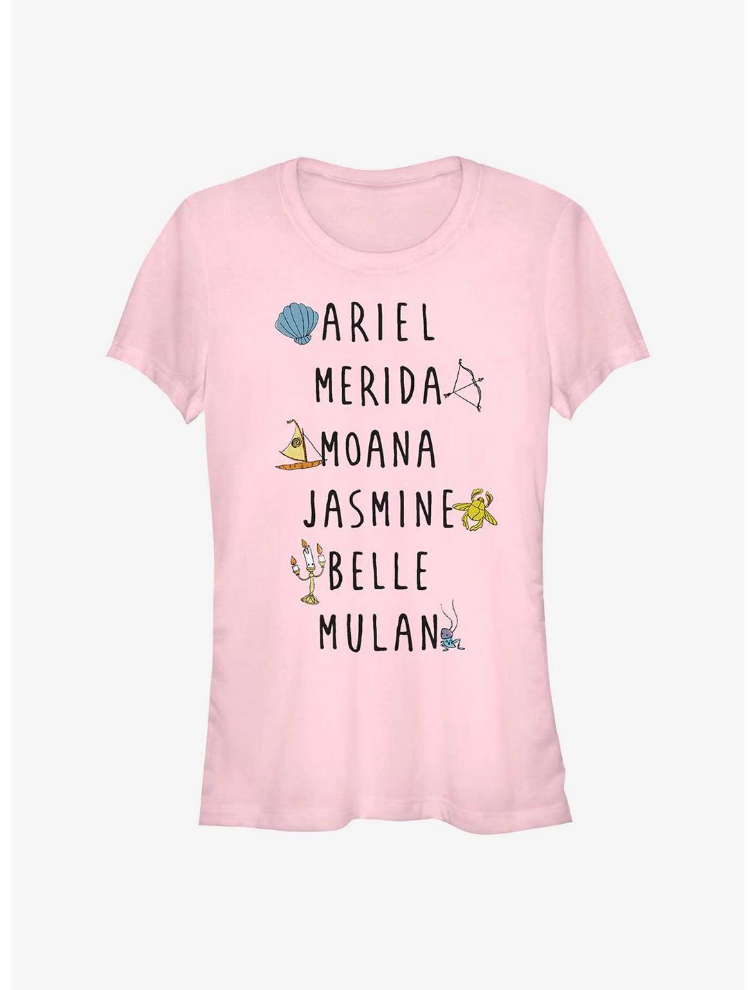 Disney Princess Name Stack Girls T-Shirt, LIGHT PINK, hi-res