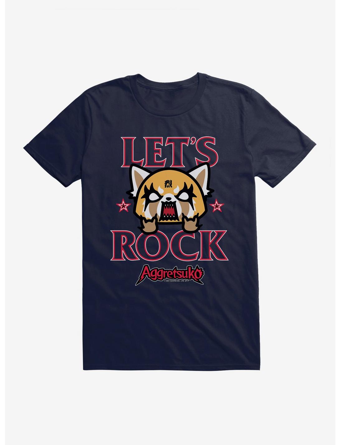 Aggretsuko Let's Rock T-Shirt, NAVY, hi-res