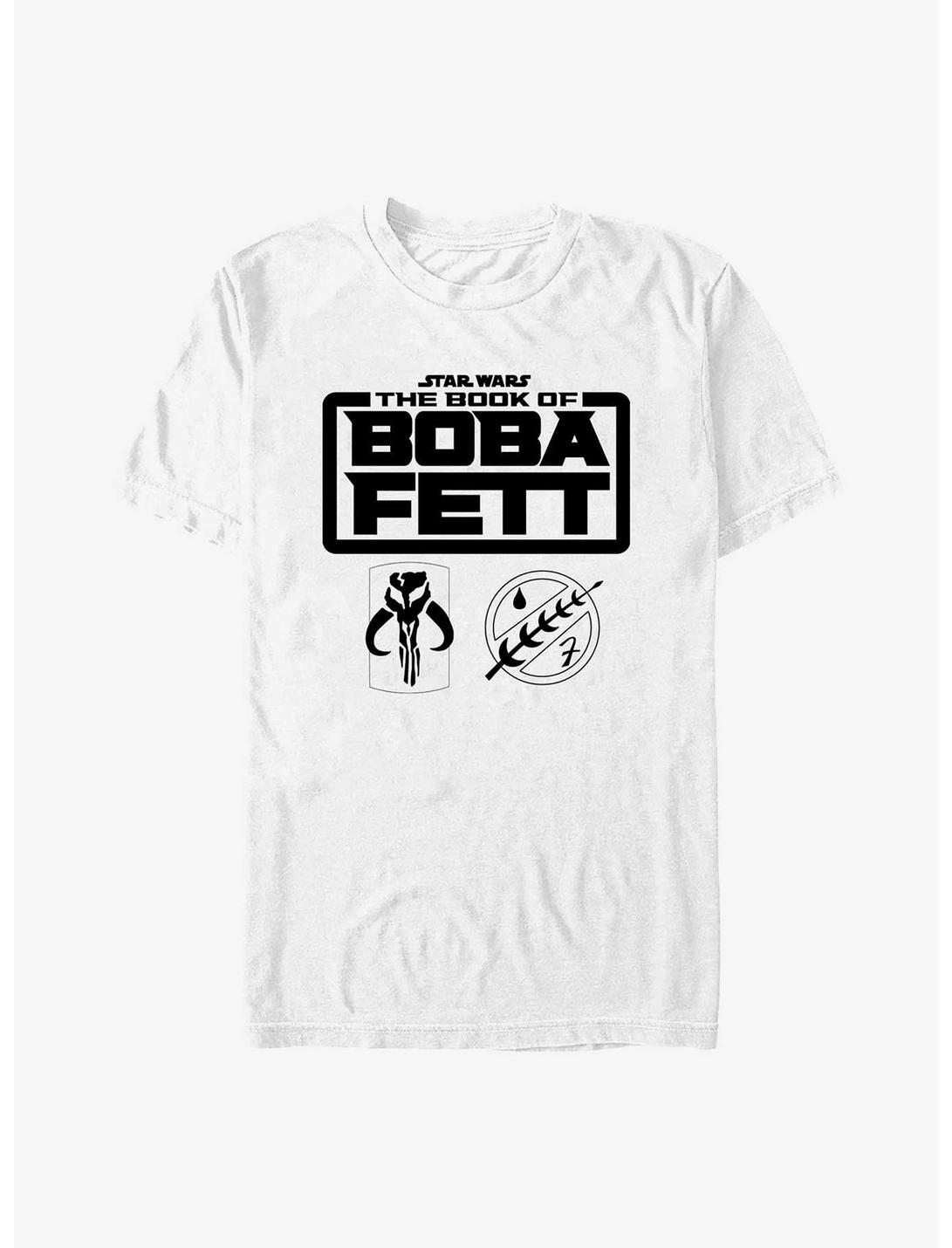 Star Wars: The Book Of Boba Fett Armor Logos T-Shirt, WHITE, hi-res