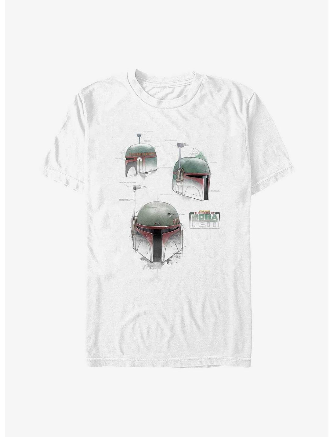 Star Wars: The Book Of Boba Fett Helmet Schematics T-Shirt, WHITE, hi-res