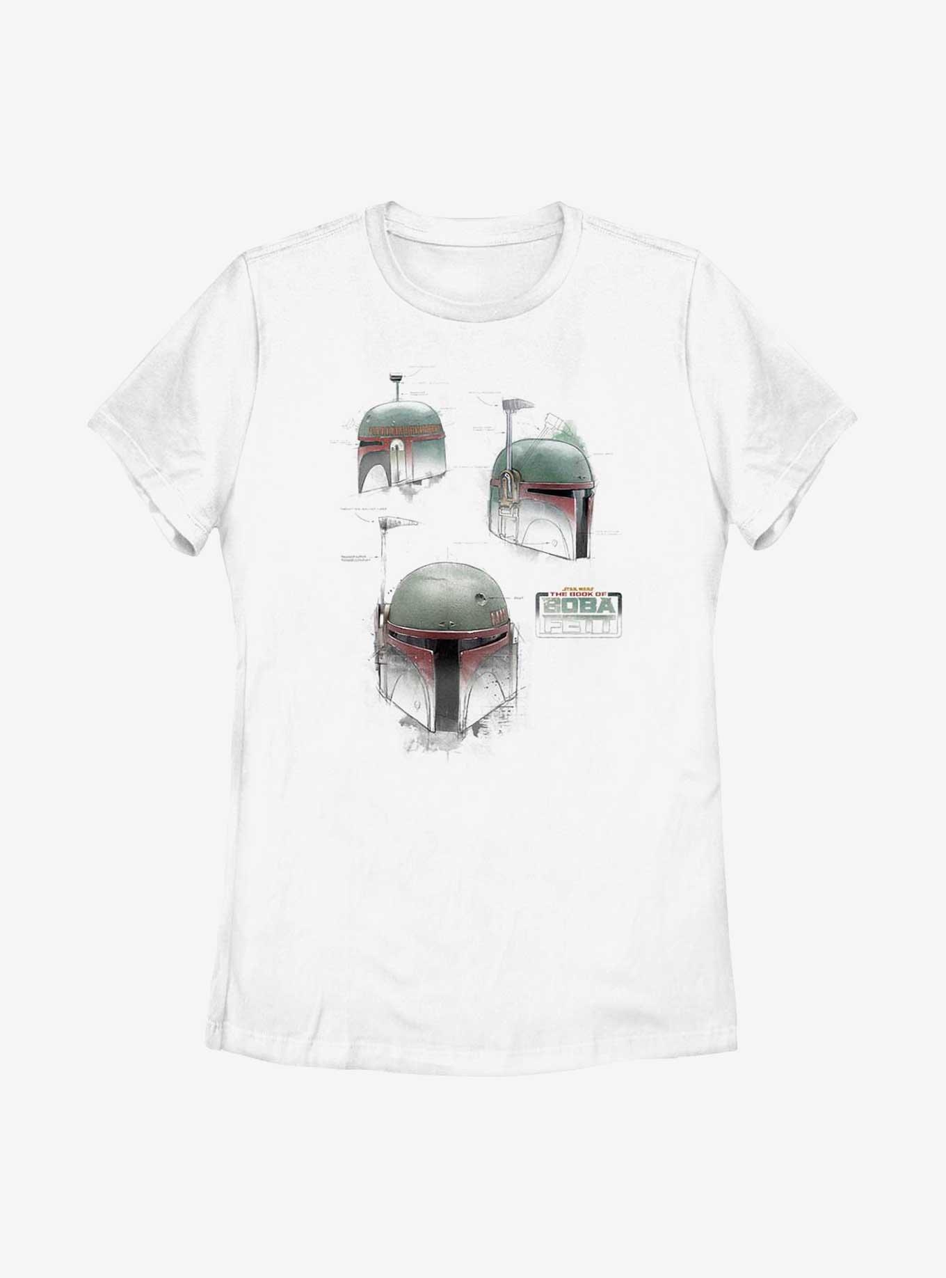 Star Wars: The Book Of Boba Fett Helmet Schematics Womens T-Shirt, WHITE, hi-res