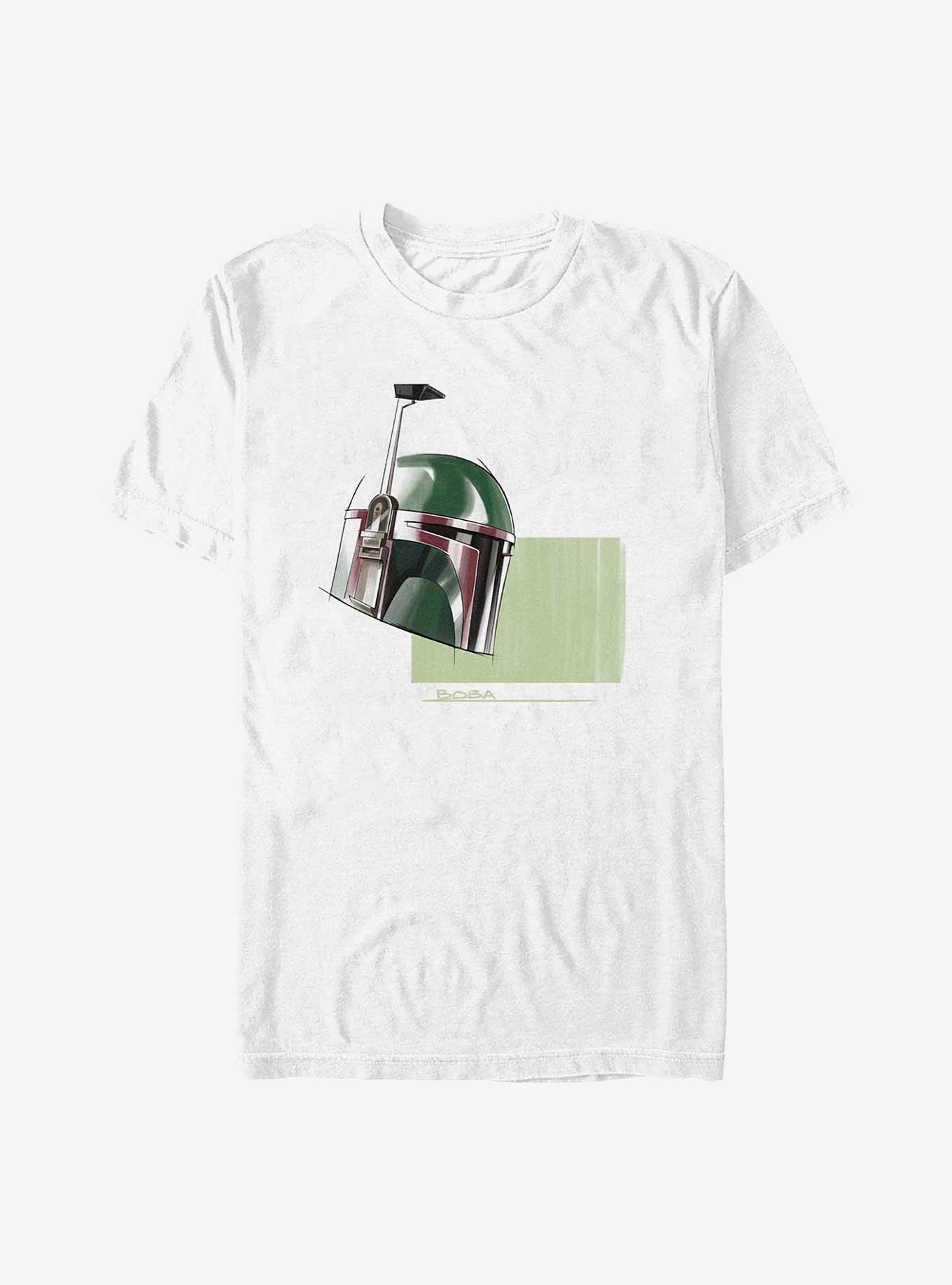 Star Wars: The Book Of Boba Fett Helmet Drawing T-Shirt, WHITE, hi-res