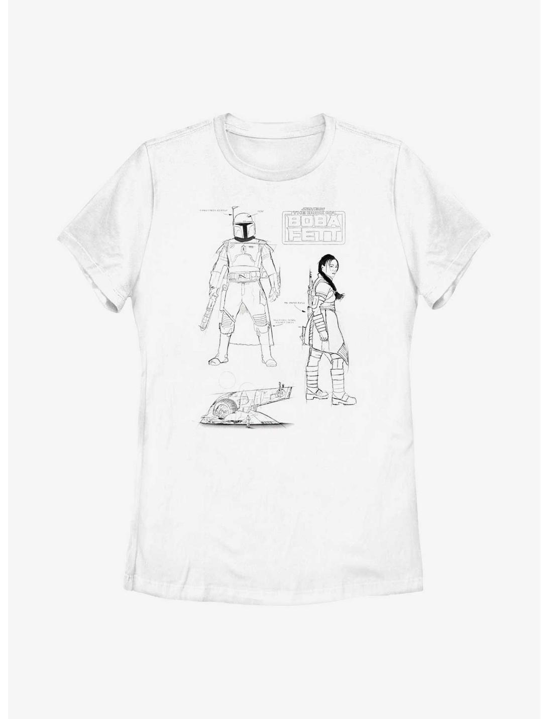 Star Wars: The Book Of Boba Fett Textbook Sketches Womens T-Shirt, WHITE, hi-res