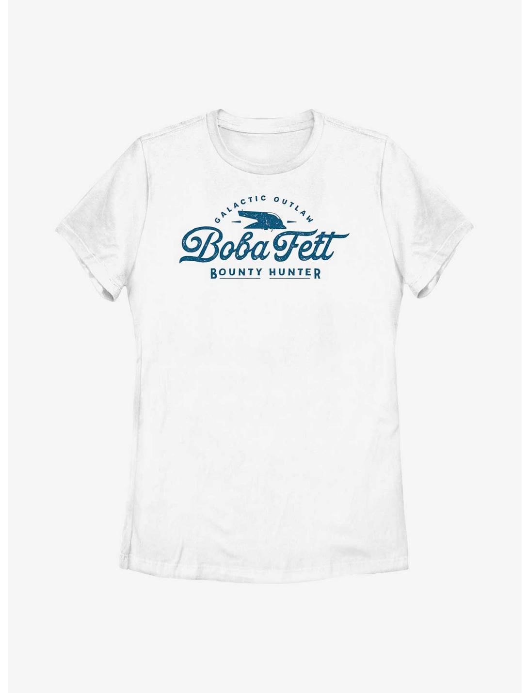 Star Wars: The Book Of Boba Fett Galactic Outlaw Boba Fett Womens T-Shirt, WHITE, hi-res