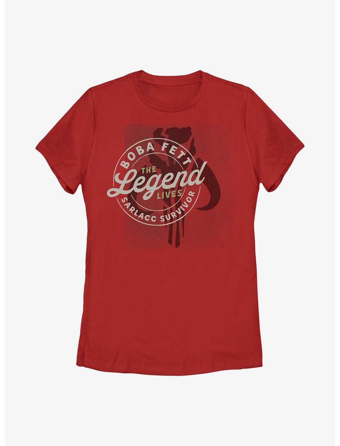 Star Wars: The Book Of Boba Fett The Legend Lives Womens T-Shirt, RED, hi-res