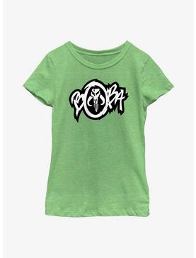 Star Wars: The Book Of Boba Fett Mandalorian Skull Graffiti Logo Youth Girls T-Shirt, , hi-res