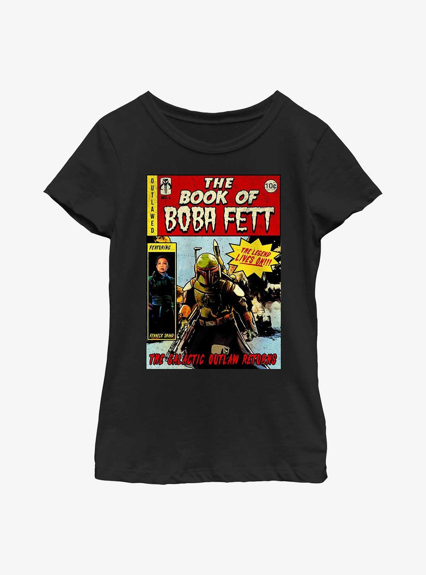 Star Wars: The Book Of Boba Fett Comic Book Cover Youth Girls T-Shirt, BLACK, hi-res