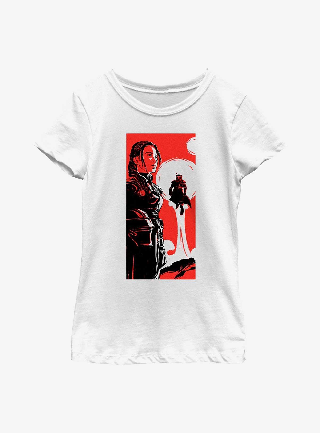 Star Wars: The Book Of Boba Fett Fennec & Boba Fett Poster Youth Girls T-Shirt, WHITE, hi-res