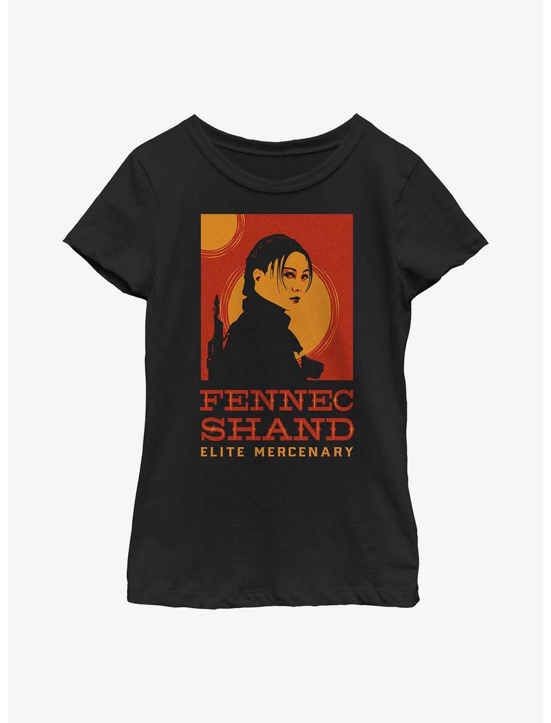 Star Wars: The Book Of Boba Fett Fennec Shand Poster Youth Girls T-Shirt, BLACK, hi-res