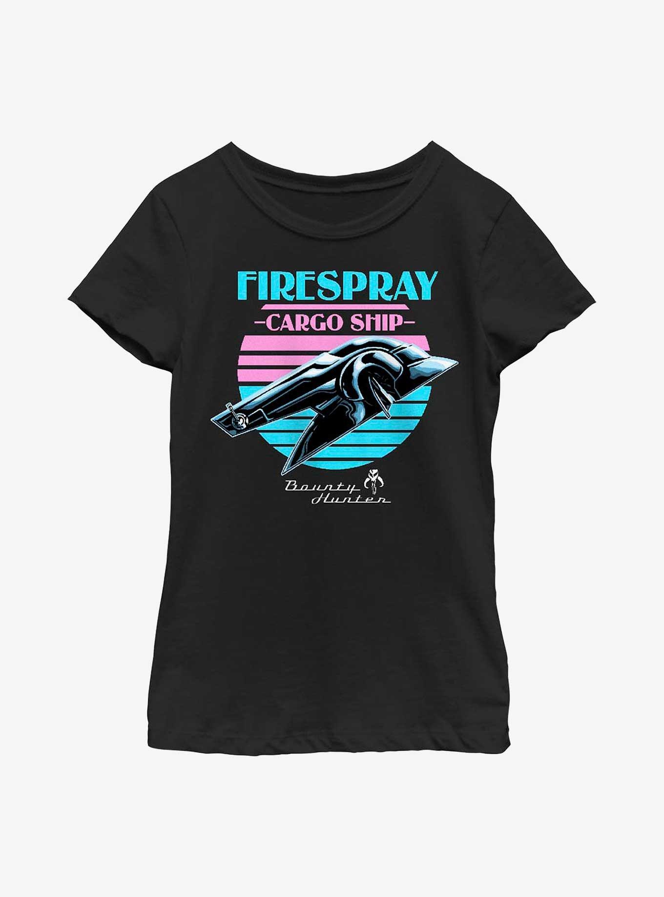 Star Wars: The Book Of Boba Fett Firespray Retro Look Youth Girls T-Shirt, BLACK, hi-res