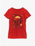 Star Wars: The Book Of Boba Fett Galactic Outlaw Logo Youth Girls T-Shirt, RED, hi-res