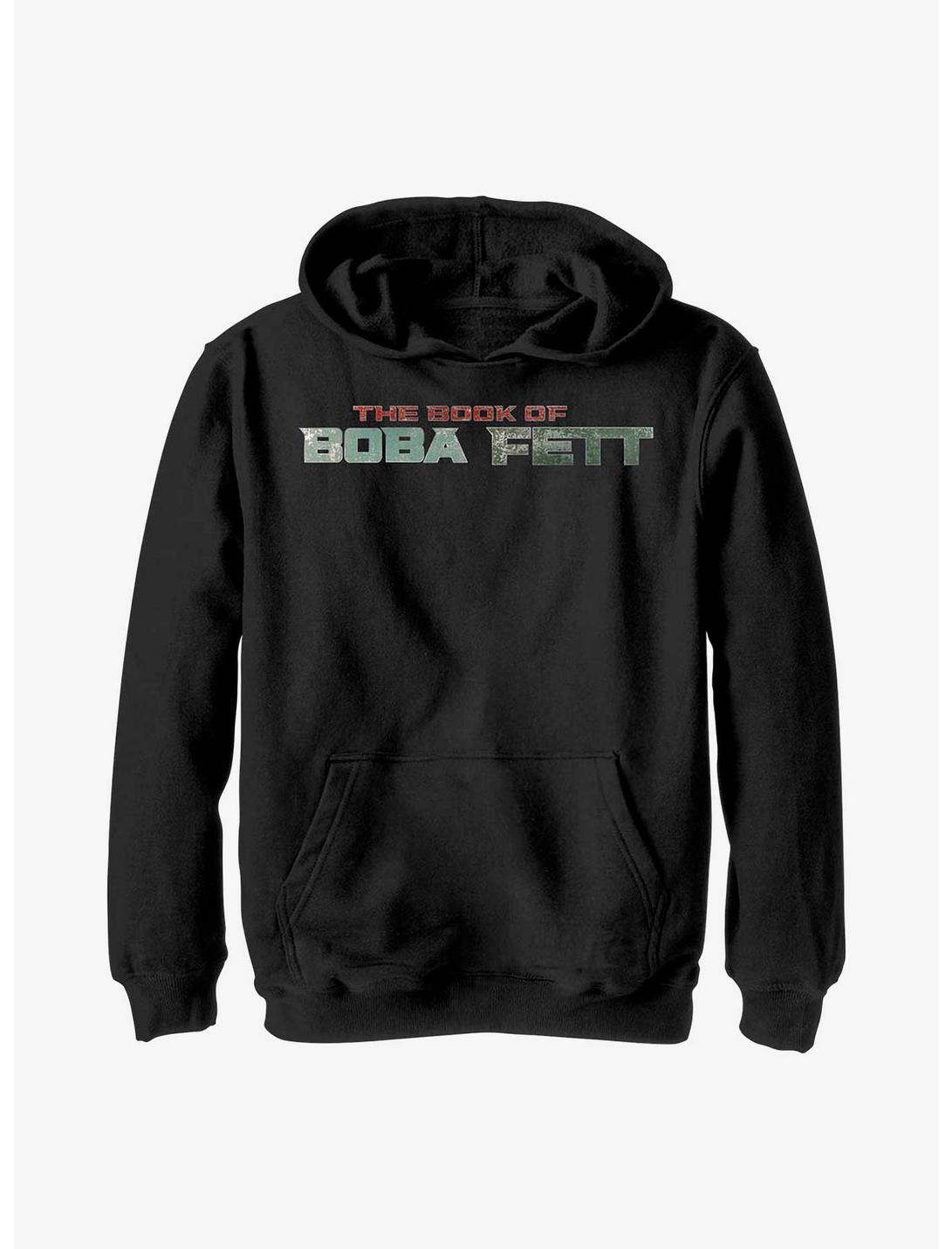 Star Wars: The Book Of Boba Fett Text Logo Youth Hoodie, BLACK, hi-res