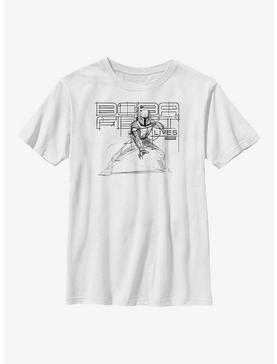 Star Wars: The Book Of Boba Fett Boba Fett Lives Pencil Sketch Youth T-Shirt, , hi-res